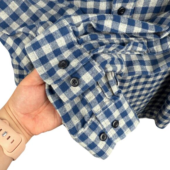 Men LL Bean 100%Cotton Slightly Fitted Blue Flannel/Checkered Button Up Shirt-S - Picture 2 of 4